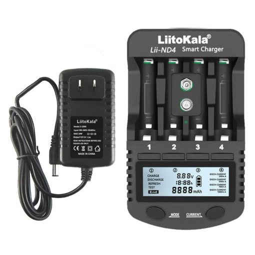 LiitoKala Lii-ND4 1,2 V NiMH/Cd-Akkuladegerät mit LCD-Anzeige zum Testen der Akkukapazität für AA, AAA und 9 V-Batterien
