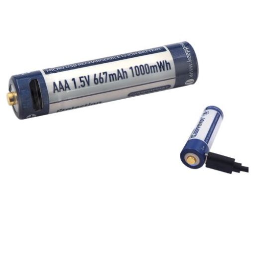 2 Stück Keeppower AAA 1.5V 1000 mWh Lithium-Ionen-Akku (wiederaufladbar über micro USB)